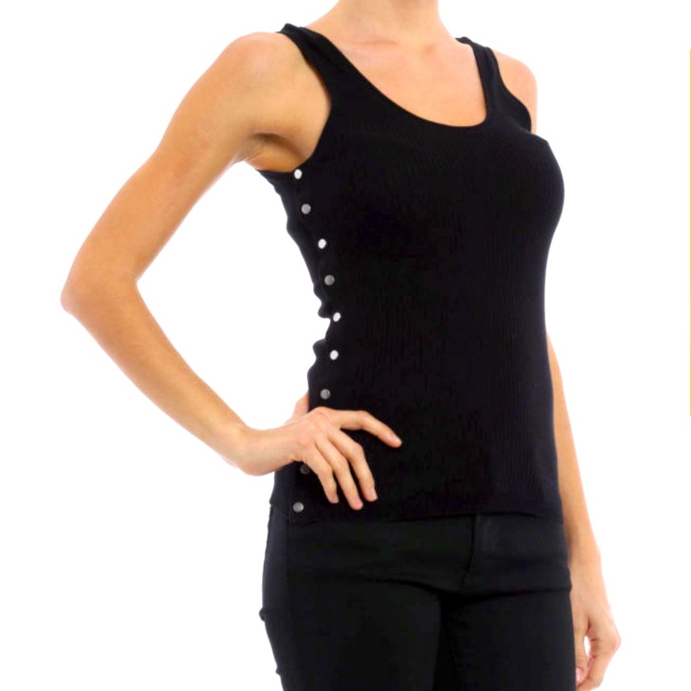 Alexander Wang Ribbed Knit Tank with Snaps